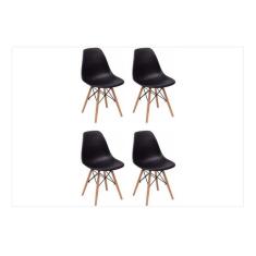 Kit 4 Cadeiras Charles Eames Eiffel dsw Wood Preto