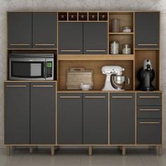Armário de Cozinha Ambiente Petra Cinamomo Grafite - Valdemóveis