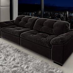 Sofá Retrátil e Reclinável 2 Lugares 220 Cm Pérola Veludo Preto