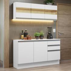 Cozinha Compacta 100% MDF Madesa Smart 120 cm Modulada Com Balcão e Ta