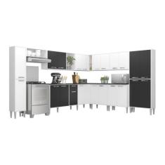 Armário de Cozinha Completa 11 peças Xangai Pop Multimóveis, Branco/Pr