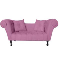 Recamier Divã Namoradeira Dubai Capitonê Suede Rosa - DS Estofados