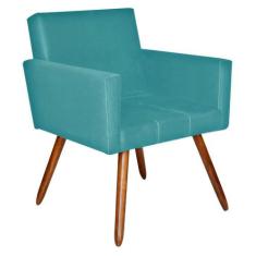 Poltrona Decorativa Pés Palito Vitoria Suede Azul - Kasa Sofá