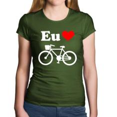 Baby Look Algodão Eu Amo Bicicleta - Foca na Moda, Musgo, G