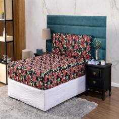 Lençol Com Elástico Casal Padrão Malha Gel Estampada Resistente Prátic