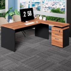 Mesa Escritório L 170cm x 70cm Gaveteiro 3 Gav. Pé Painel F5 - F5 Offi