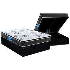 Cama Box Baú Queen: Colchão Espuma Probel D40 Premium Hiper Firme Euro Pillow + Base Black(158X198)