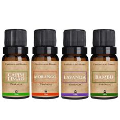 Kit 4 Essências Aromatizador 10ml - Morango, Lavanda, Bambu - Essencia