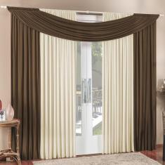 Cortina Tendência 2,00m X 1,70m Para Varão Em Malha Sala Quarto - Tabaco