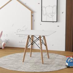 Mesa Eames Eiffel Infantil Madeira Tampo 68Cm Quadrado Branco