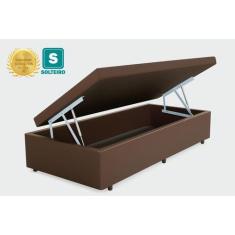 Base Box Baú Solteiro Sintético Marrom - 88x188x35 - DMHOPE7