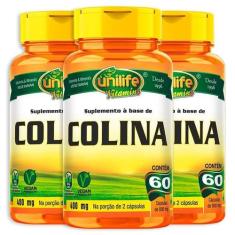 Kit 3 Colina Vitamina B8 Unilife 60 Cápsulas