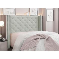 Cabeceira Cama Box Solteiro 90 cm Vicenza Veludo S04 - D'Rossi, Prata