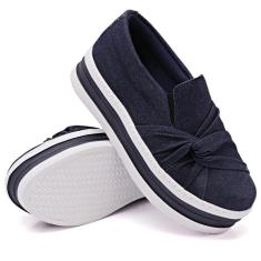 Tênis Dk Uze Shoes Slip On Casual Nó Frontal Sola Reta Alta Feminino-Feminino
