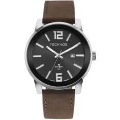 Relógio Technos Masculino Golf Prata Couro Marrom 2115MXB/0P