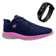 Tenis Esporte Feminino Academia Caminhada Ortopêdico + Relógio-Feminino