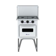 Fogão Portátil de Mesa com Forno a Gás 2 Bocas Glp Venax Gemini Mesa Inox Acendimento Manual Branco