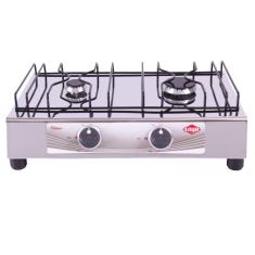 Fogão Portátil de Mesa 2 Bocas Gás Glp Layr Platinyum Inox com Mesa em Inox Acendimento Manual