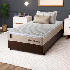 Conjunto Cama Box c/ Molas Ensacadas Alford Bege Solteiro 88x188x66 - 