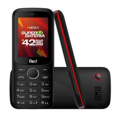 Celular Red Mobile Mega II M010G, Tela 2.4&quot;, Câmera, FM Wireless, Vibracall, Memória expansível até 32GB – Preto/Vermelho