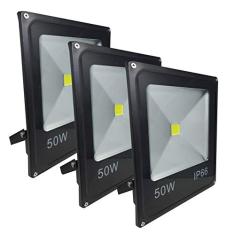 Refletor Led 50w Holofote Bivolt Prova D'água Branco Frio Kit 3 unidades