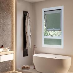 Janela de PVC Maxim-Ar 100x80cm com Bandeira e Vidro Mini Boreal ETEC Brimak Branco