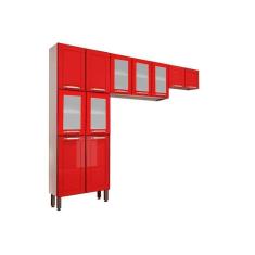 Kit De Cozinha Modulada 3 Peças Colors (2 Armários + 1 Paneleiro) Cpt81 Branco/Vermelho - Bertolini