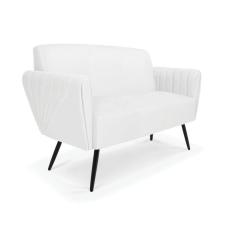 Sofá Namoradeira Pés Palito De Ferro Bruna Corino Branco - D\`rossi