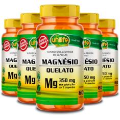 Kit 5 Magnésio quelato Unilife 60 cápsulas