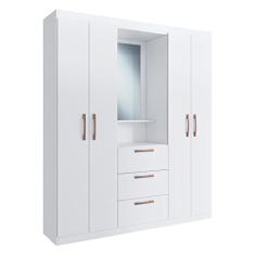 Guarda-roupa com Espelho 4 Portas 3 Gavetas Siena Multimóveis Vcr4151 Branco