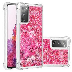LEMAXELERS Compatível com Galaxy S20 FE, capa transparente com glitter brilhante flutuante areia movediça à prova de choque capa protetora de silicone macio TPU para Samsung Galaxy S20 FE. YBL Love