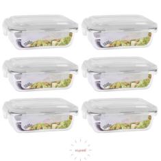 Conjunto 6 Pote 1040ml Hermético Vidro Marmita Com 4 Travas - Vari tud