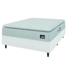 Cama Box Casal Queen Colchão Espuma D33 Pillow Top Van Gogh 158x198x62cm Branco Hellen – Suporta Até 120 Kg Por Pessoa