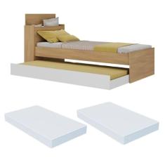 Bicama de Solteiro com Colchão Incluso e Baú Embutido Multimóveis Mp4261 Rustic/branco