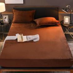 ZIQINPSQ Lençóis luxuosos de veludo, roupa de cama de pelúcia de leite para todas as estações, capa protetora de colchão com bolsos profundos de 38 cm para uma experiência de sono aconchegante e