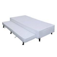 Cama Box Castor Poli Solteiro Branco C- Colchão Auxiliar 96x203x27cm