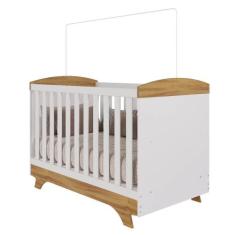 Berço Moveis Peroba Cris Retro Americano 3x1 MDF, Branco e Amêndoa