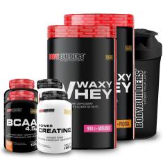 Kit 2x Whey Protein Waxy Whey 900g + 2x BCAA 100g + 2x Creatina 100g + Coq - Bodybuilders-Unissex