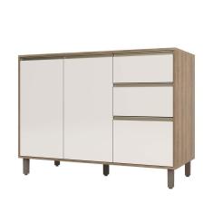 Balcão Para Pia Sem Tampo 120 Cm De Abrir 3 Gavetas Mel Vanill e O