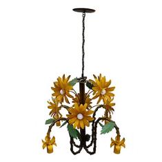 Pendente Lustre de Flores Coloridas Artesanal para Quarto de Casal Grande