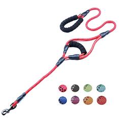 Love Dream Coleira para cães de 1,5 m de comprimento com 2 alças acolchoadas confortáveis, fios reflexivos, alças duplas para controle de segurança, coleira de treinamento de cães para cães pequenos,