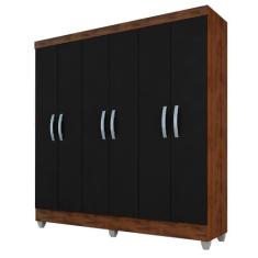 Guarda Roupa Casal Cancun Sem Gavetas 6 Pts Cap/pre - Móveis Arapongas Capuccino/preto Fosco