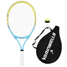 vgainwells Raquete de tênis infantil de 43 a 58 cm para crianças de 2 a 9 anos, leve e durável, incluindo 1 fita de substituição e 1 raquete de tênis infantil (amarelo azul)