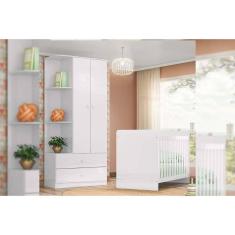 Quarto de Bebê Completo Labirinto 2 Peças (1 Guarda Roupa + 1 Berço) QI97 Branco - Henn