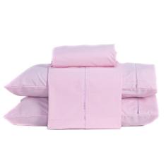 Jogo De Cama King 04 Peças 200 Fios Cor Rosa