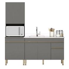 Paneleiro E Balcão Gabinete Com Pia 150cm Lina K02 Gris - Mpozenato