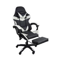 Cadeira Gamer Stillus Ergonômica Com Apoio Para Os Pés Preto e Branco