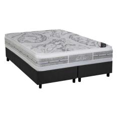Cama Box Queen: Colchão Molas  Ensacadas Castor Super luxo Látex SLX + Base CRC Suede Gray (158x198)