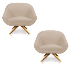 Kit 02 Poltronas Giovana Suede Bege