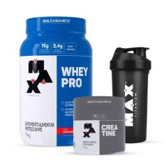 Combo Whey Pro 1kg, Creatina 150g e Coqueteleira Max Titanium-Unissex